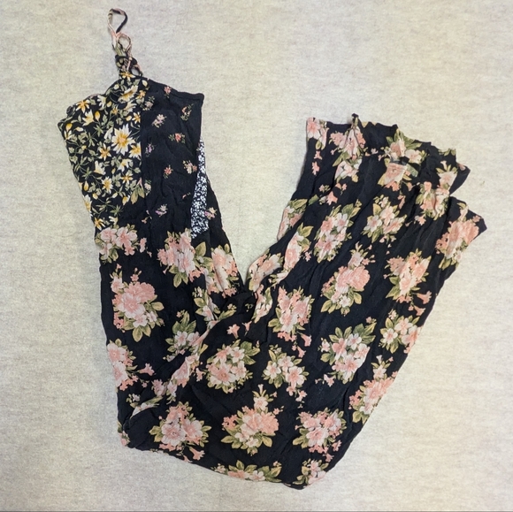 American Eagle Floral Patchwork Jumpsuit One Piece Jumper Flowy Resort Size XL - Picture 2 of 12